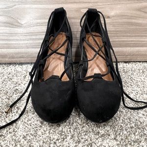 Lace Up black wedge heels